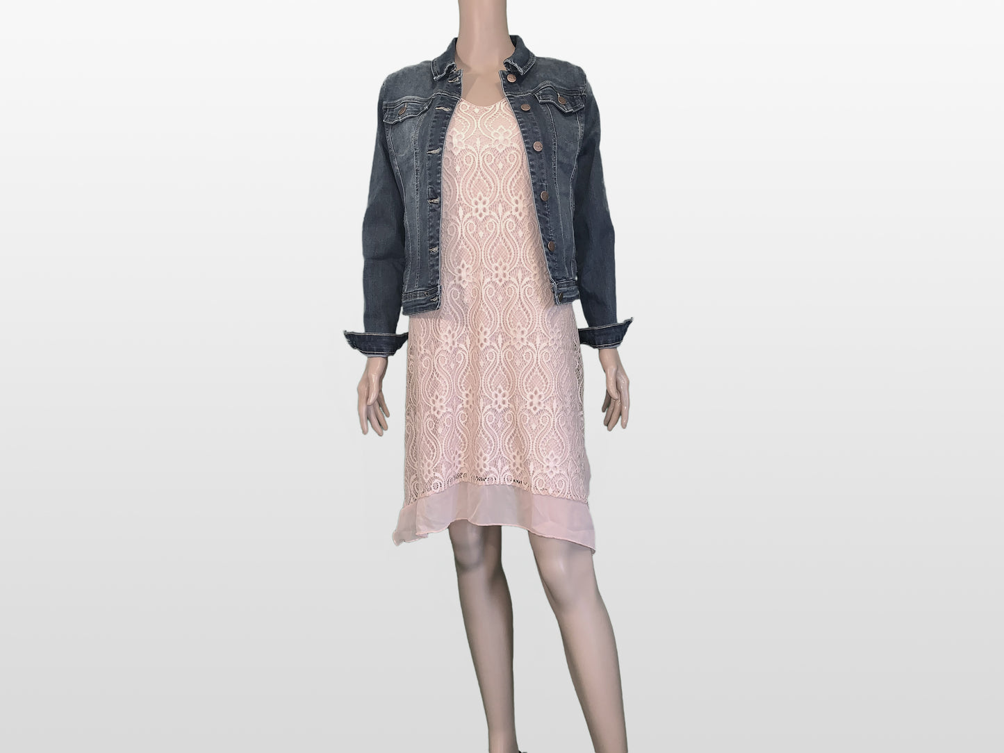 Blush Lace Hanky Hem Dress