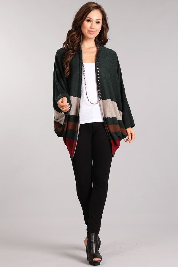Multi-Green Knit Cardigan