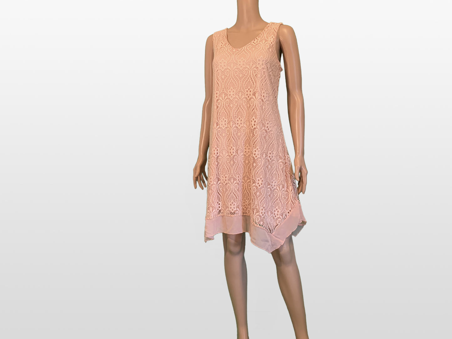 Short Blush Hanky Hem Dress