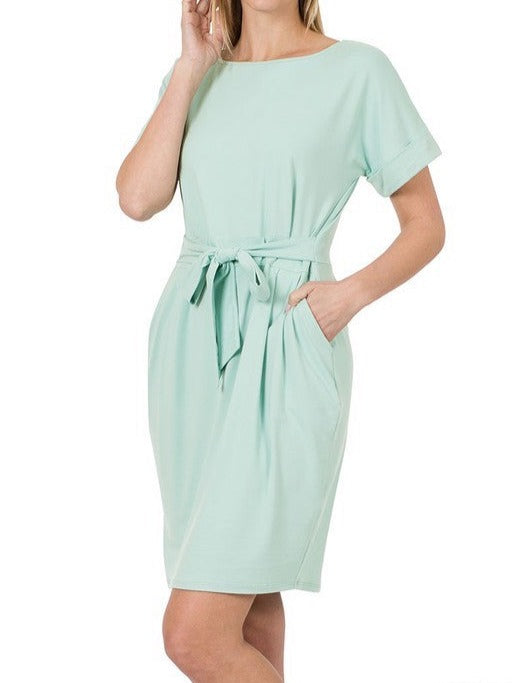 Tie-Belt Dress Mint