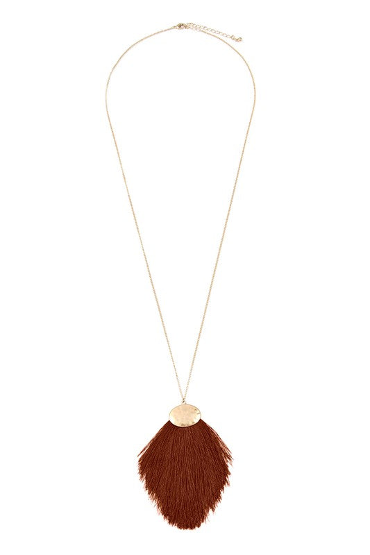 Brown Pendant Tassel Necklace