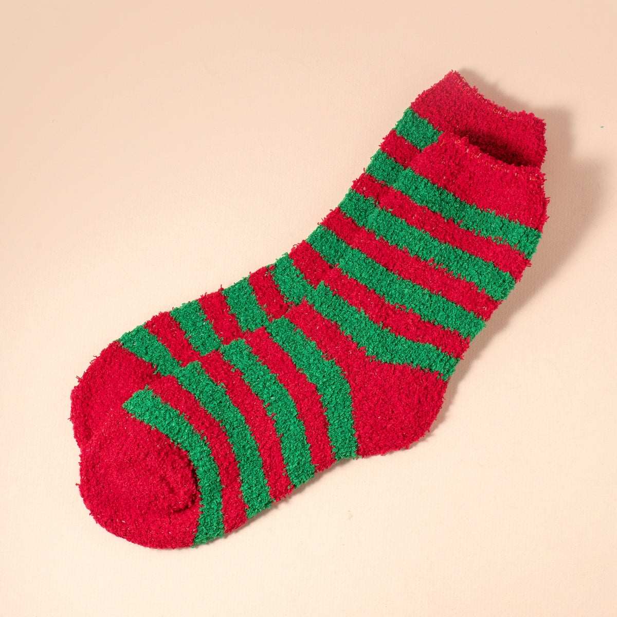 Christmas Print Sleep Socks Red Green Stripes