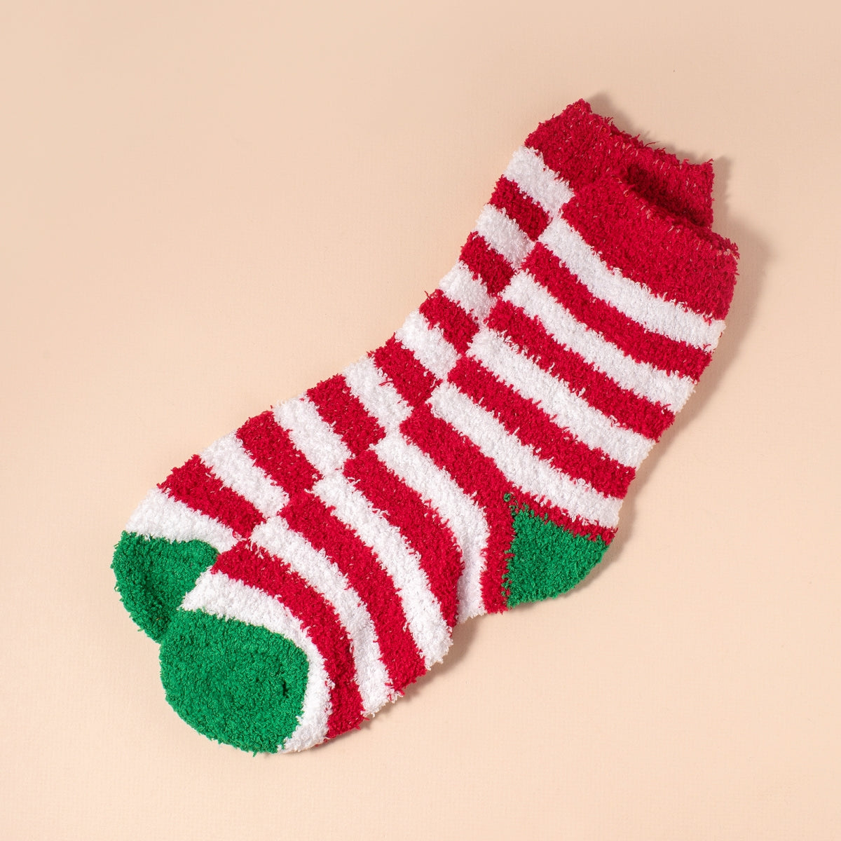 Christmas Print Sleep Socks Red White Stripes