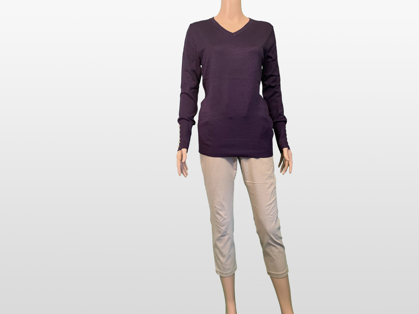 Long Sleeve V-Neck Dark Purple