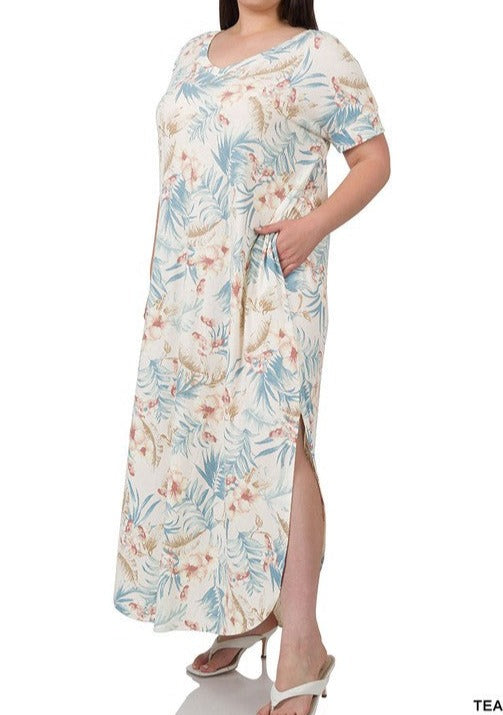 Plus Floral Print Maxi Dress