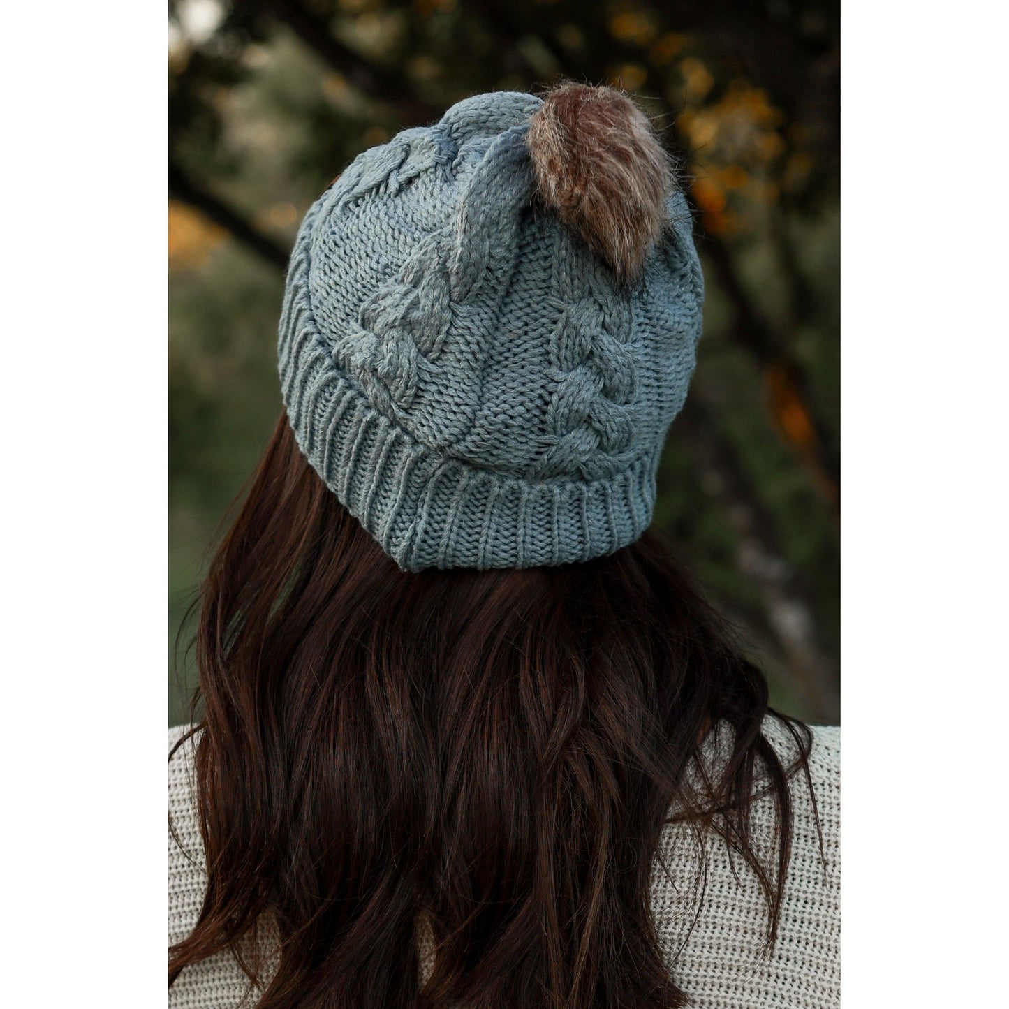 Cozy Pom Beanie Solid Gray