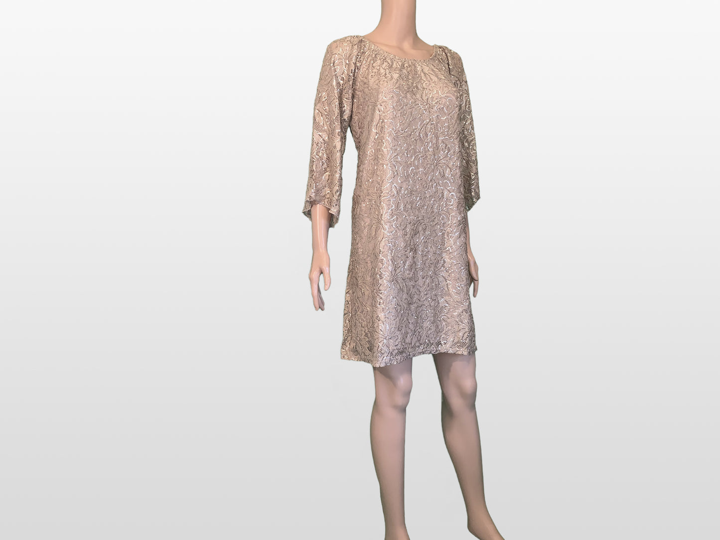 Lace Short Sequin Taupe Dress
