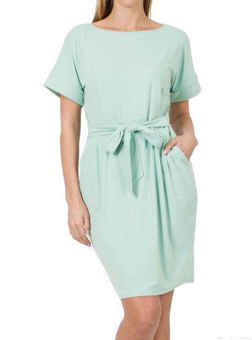 Tie-Belt Dress Mint