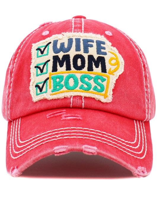 Wife Mom Boss Hat - Hot Pink