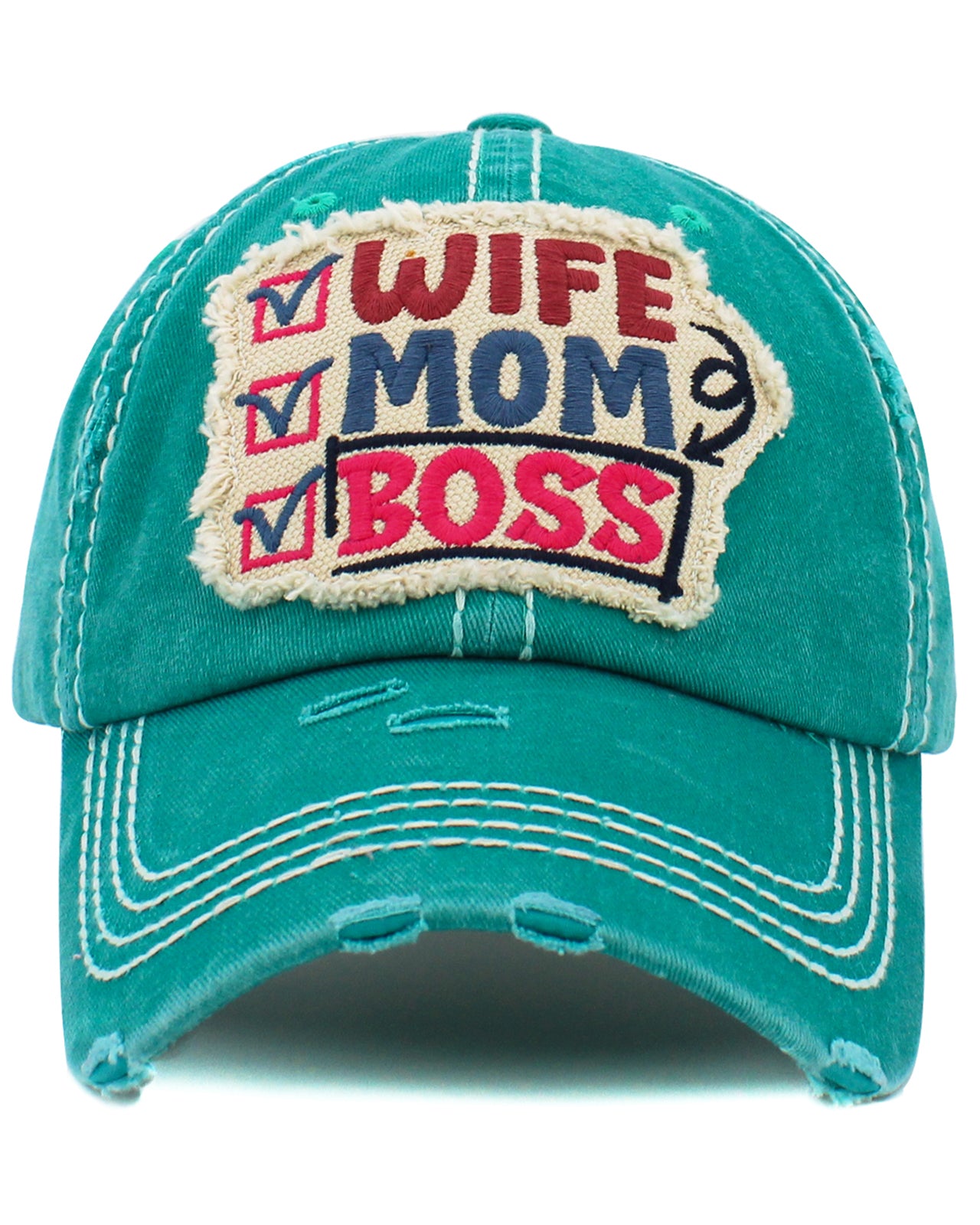 Wife Mom Boss Hat - Turquoise