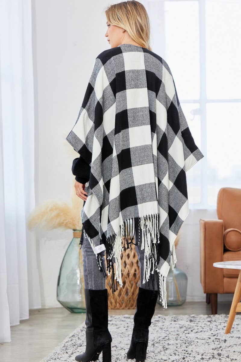 Oversized Buffalo Check Poncho