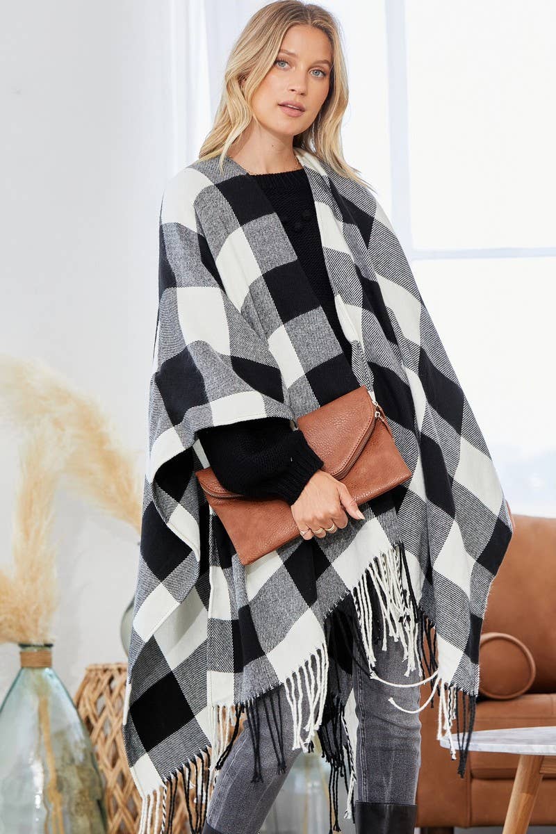 Oversized Buffalo Check Poncho