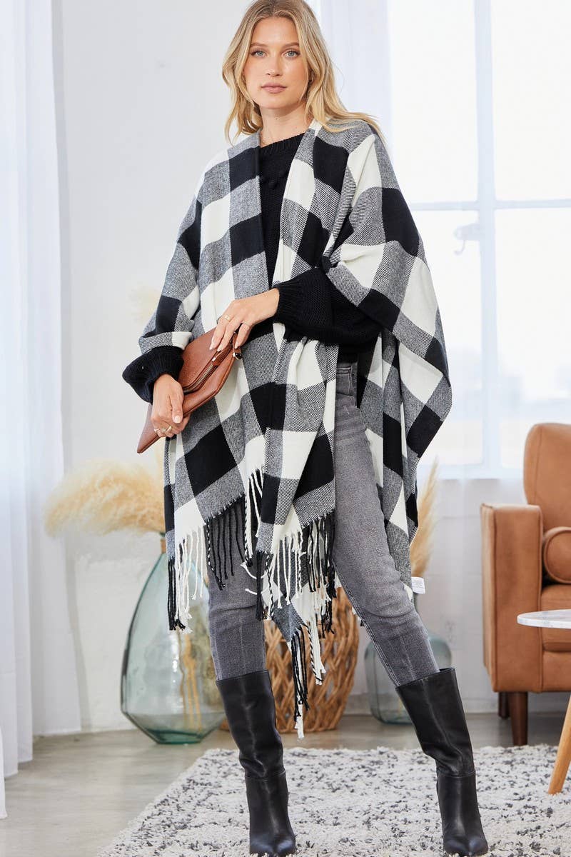 Oversized Buffalo Check Poncho